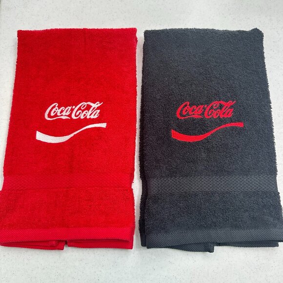 Coca Cola Towels Embroidered Hand Towel Set Red Black Bathroom Home Decor - Picture 1 of 5
